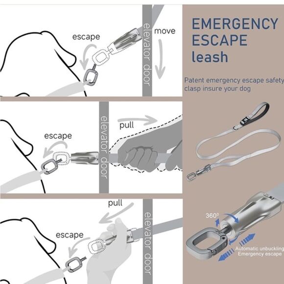 Emergency Escape Dog Leash Padded Handles&Traffic Handle and Escape Safe… - Picture 4 of 6